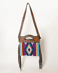 OHLAY HOBO Hand Tooled Upcycled Wool  Genuine Leather women bag western handbag purse