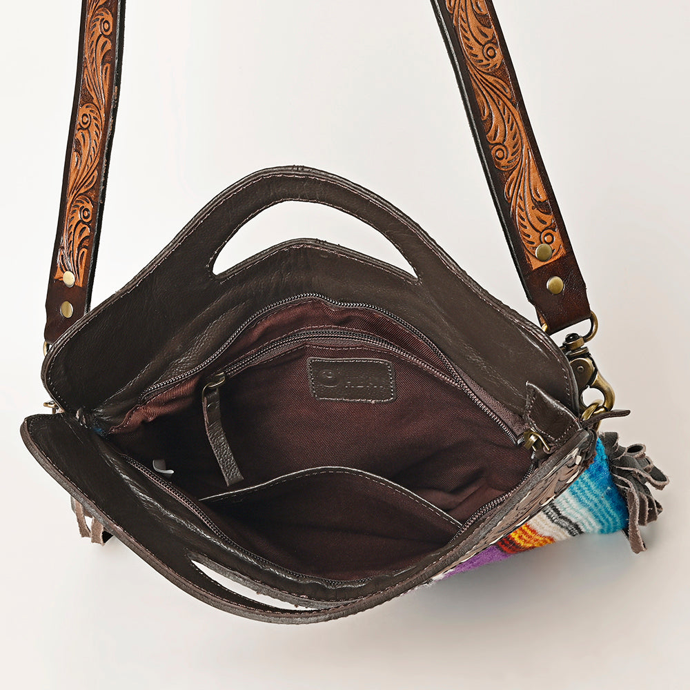 OHLAY HOBO Hand Tooled Upcycled Wool  Genuine Leather women bag western handbag purse