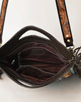 OHLAY HOBO Hand Tooled Upcycled Wool  Genuine Leather women bag western handbag purse