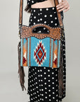 OHLAY HOBO Hand Tooled Upcycled Wool  Genuine Leather women bag western handbag purse
