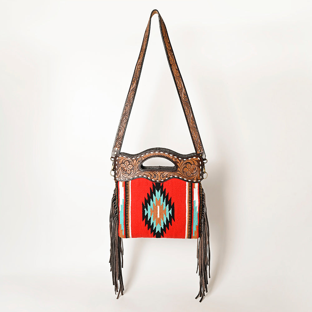 OHLAY HOBO Hand Tooled Upcycled Wool  Genuine Leather women bag western handbag purse