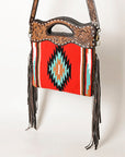 OHLAY HOBO Hand Tooled Upcycled Wool  Genuine Leather women bag western handbag purse