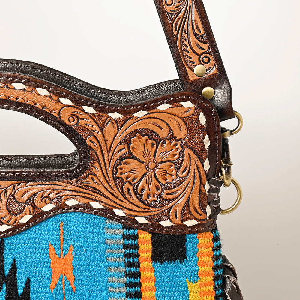 OHLAY HOBO Hand Tooled Upcycled Wool  Genuine Leather women bag western handbag purse