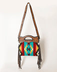 OHLAY HOBO Hand Tooled Upcycled Wool  Genuine Leather women bag western handbag purse