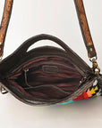 OHLAY HOBO Hand Tooled Upcycled Wool  Genuine Leather women bag western handbag purse