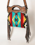 OHLAY HOBO Hand Tooled Upcycled Wool  Genuine Leather women bag western handbag purse