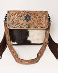 OHLAY OHG124 Cross Body Hand Tooled Hair-On Genuine Leather women bag western handbag purse