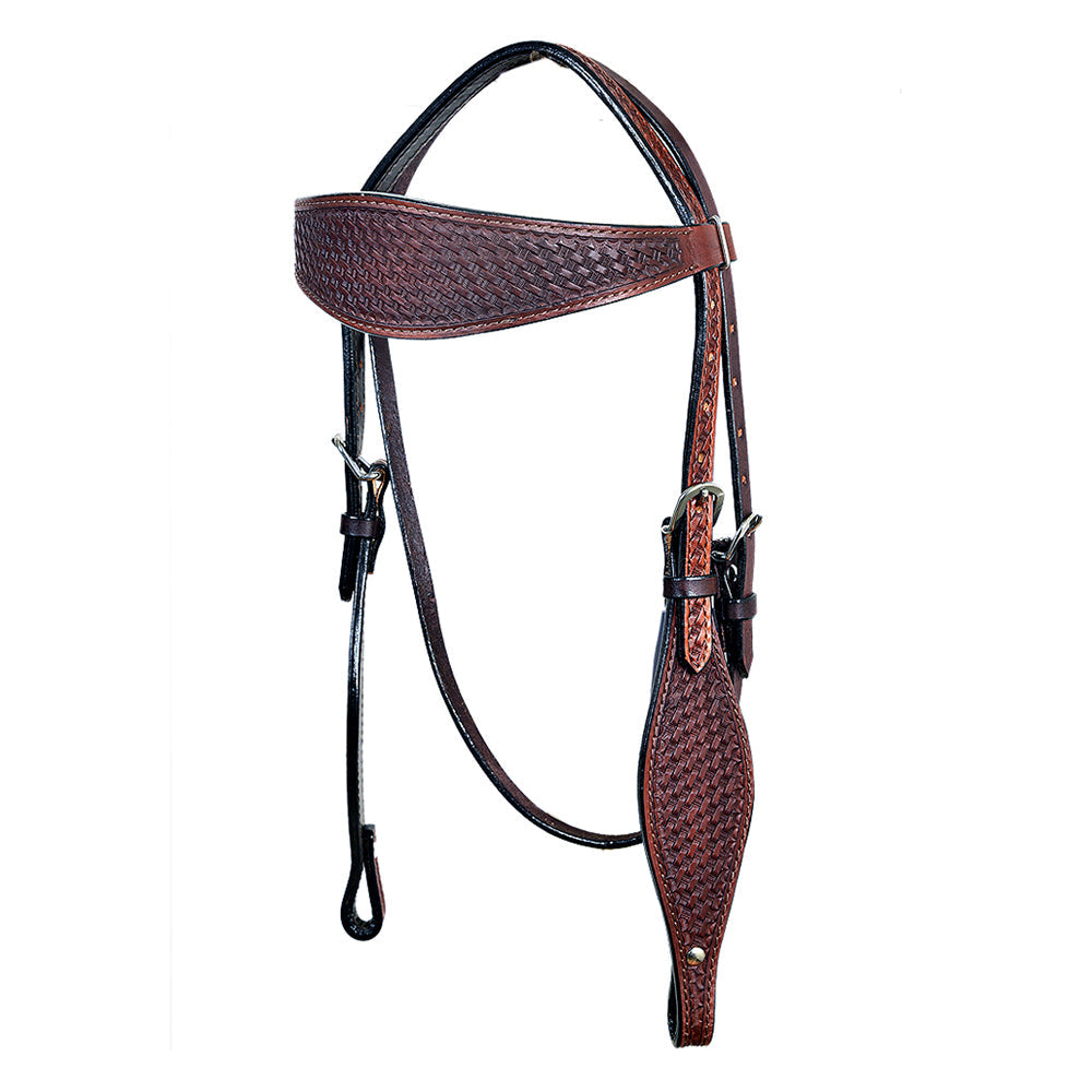 HILASON Western Horse Leather Headstall &amp; Breast Collar Set Basket Chocolate