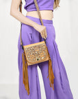 American Darling SMALL CROSSBODY Hand Tooled Genuine Leather women bag western handbag purse