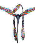 HILASON Western Horse Genuine Leather Printed Tack set Black | for