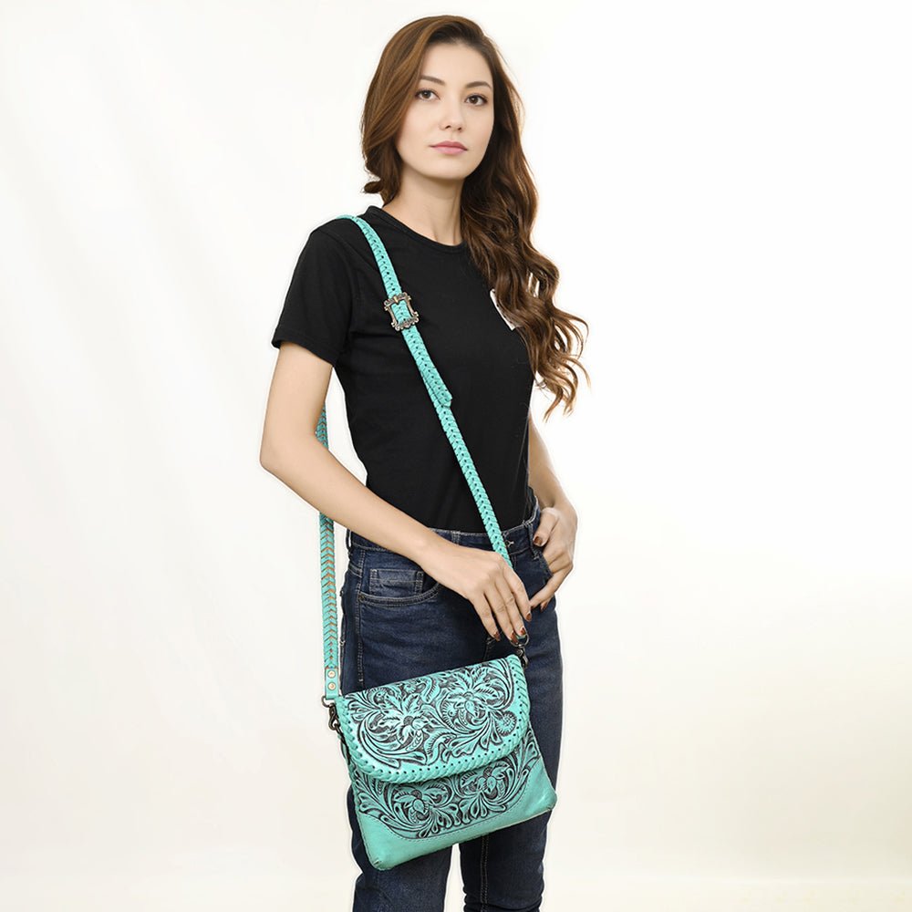 American Darling Small Crossbody Hand Tooled Genuine Leather women bag western handbag purse