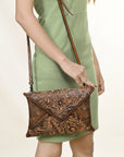 American Darling Envelope Hand Tooled Genuine Leather women bag western handbag purse