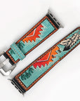 American Darling I watch Strap Genuine Leather With Beautiful Cactus Hand Painted Smart Watch Strap