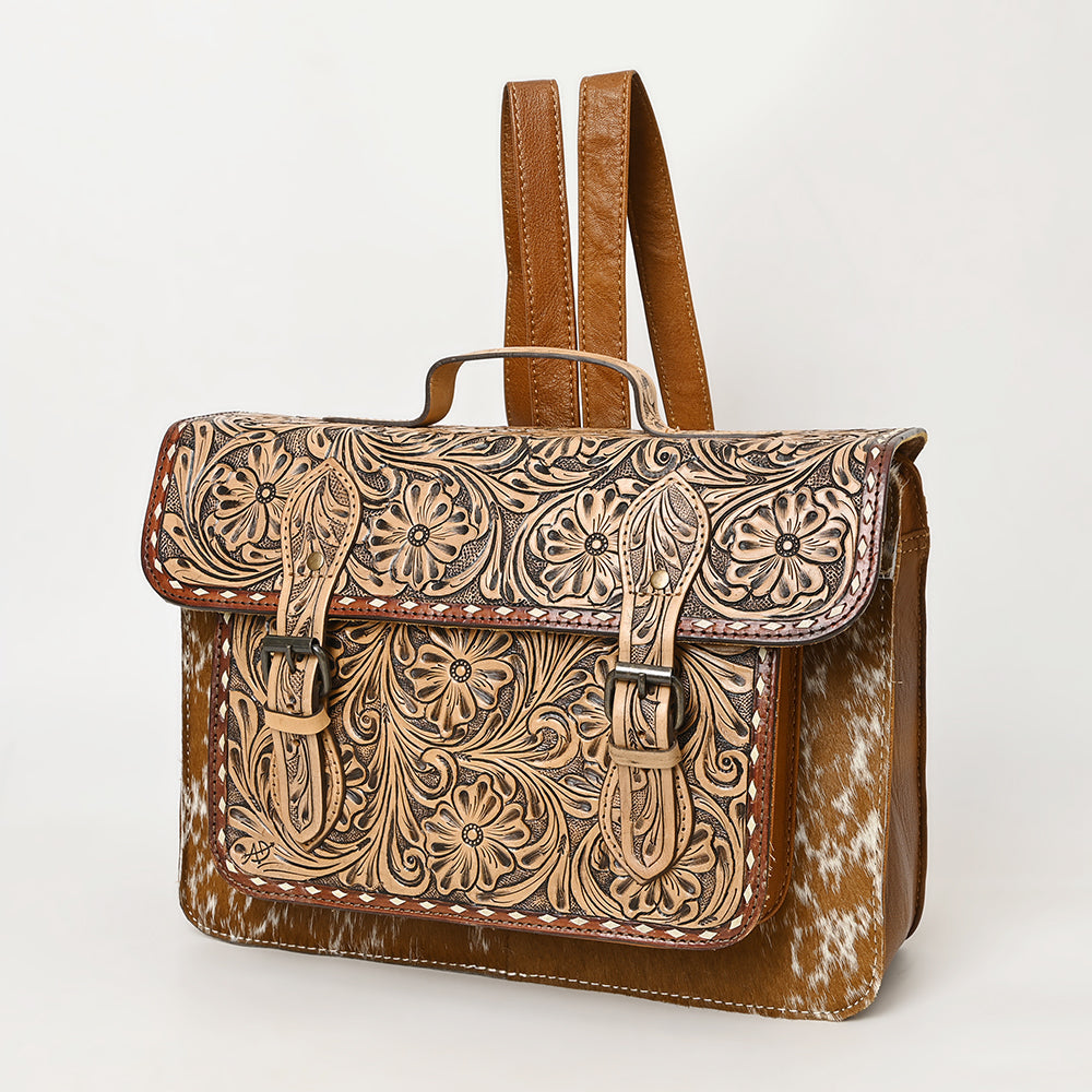 American Darling ADBG1426 Briefcase Hand Tooled Hair On Genuine Leather women bag western handbag purse