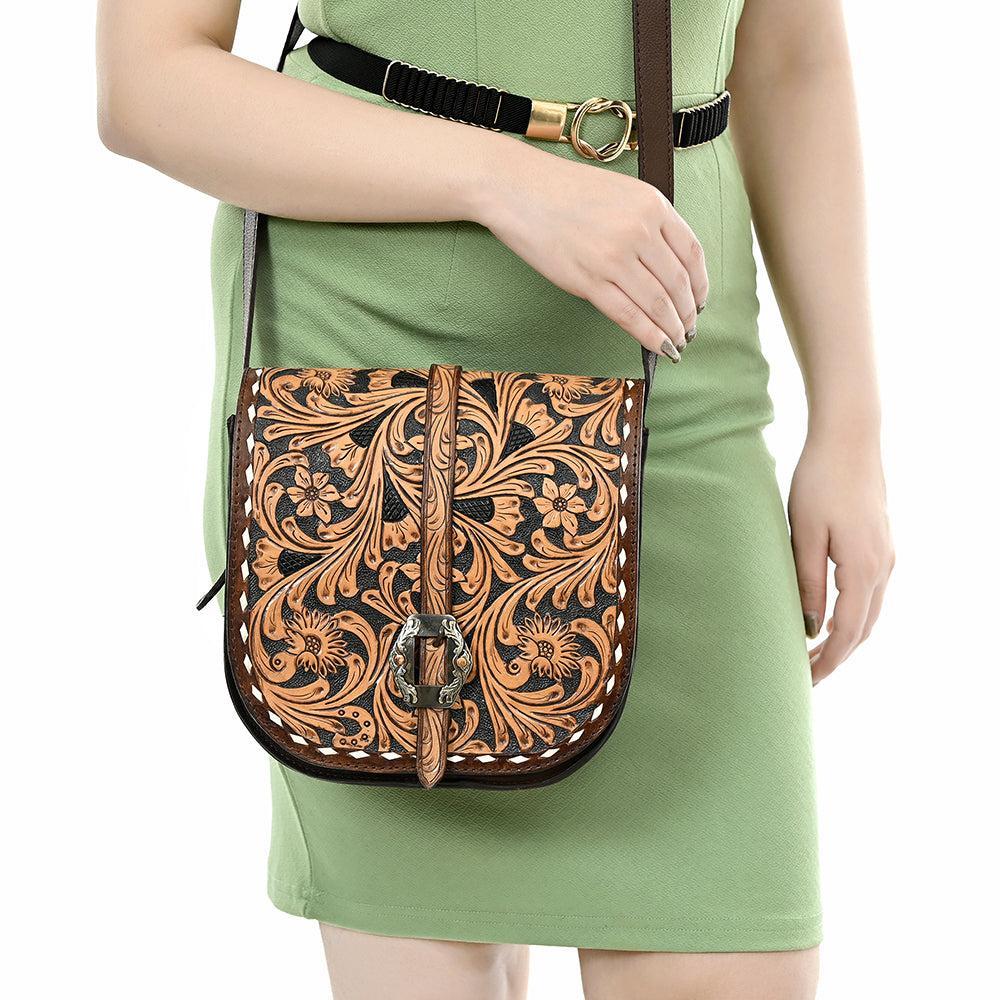 American Darling Adbga530 Small Crossbody Hand Tooled Genuine Leather Women Bag Western Handbag Purse
