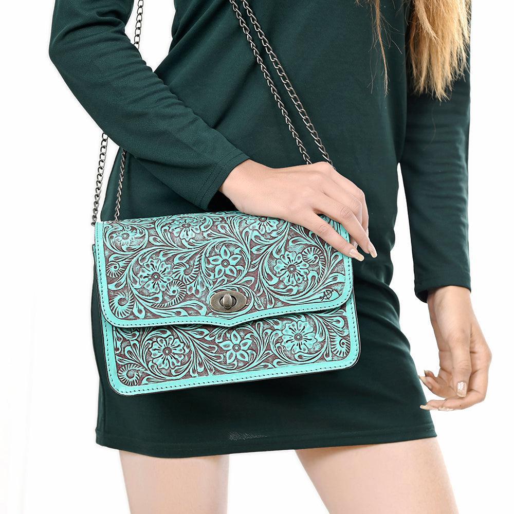 American Darling Crossbody  Hand Tooled Genuine Leather women bag western handbag purse
