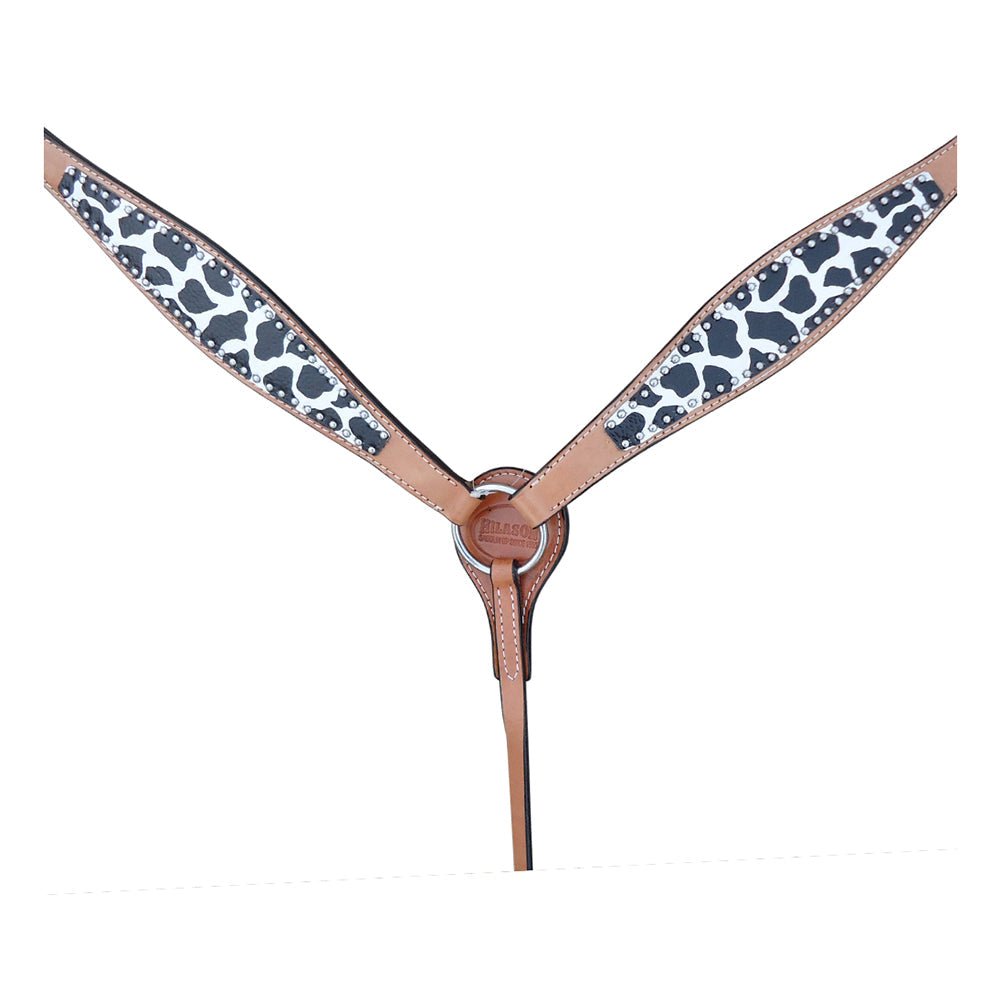 HILASON W. H. Leather Headstall &amp; Breast Collar Set White Leopard –