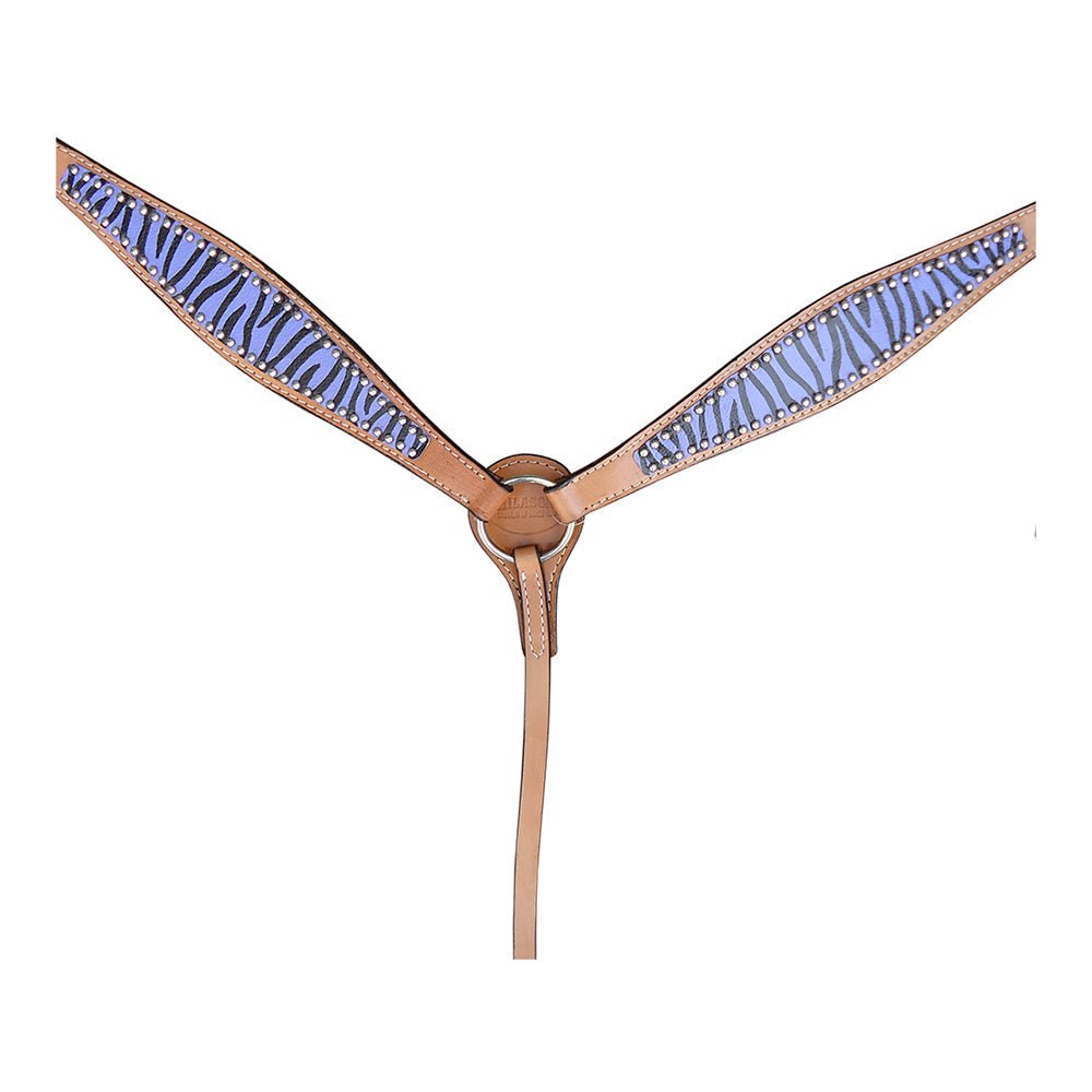 HILASON W. H. Leather Headstall &amp; Breast Collar Tk. Set Blue Zebra –
