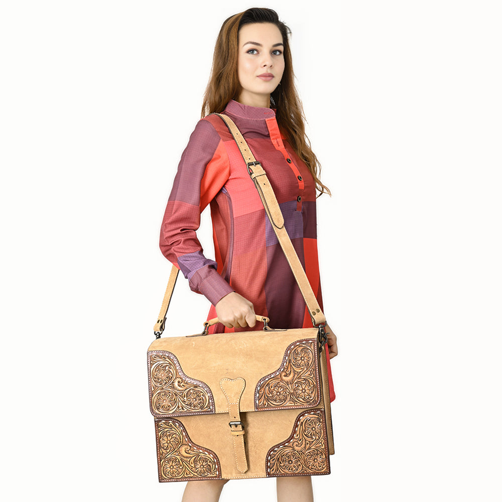 American Darling ADBG1436 Briefcase Hand Tooled Genuine Leather women bag western handbag purse