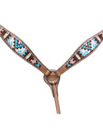 HILASON Western Horse Genuine Leather Headstall & Breast Collar Set Geometry