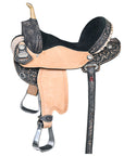HILASON Flex Tree Western Horse Saddle American Leather Trail Barrel Racing Black Rough Out