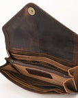 OHLAY WALLET Hand Tooled Hair-on Genuine Leather women bag western handbag purse