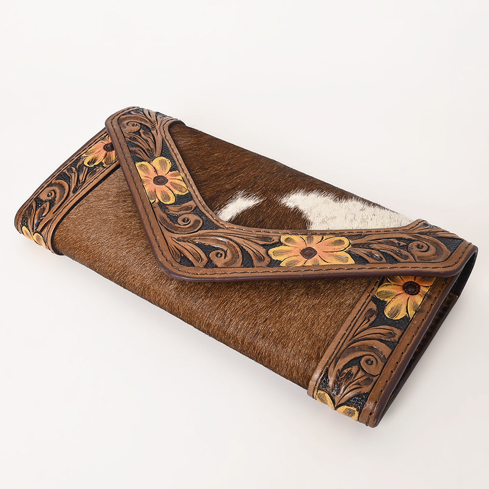 OHLAY WALLET Hand Tooled Hair-on Genuine Leather women bag western handbag purse