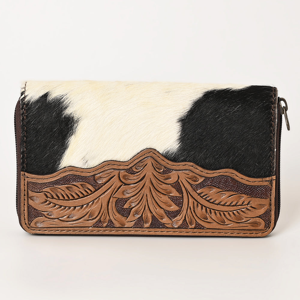 OHLAY WALLET Hand Tooled Hair-on Genuine Leather women bag western handbag purse