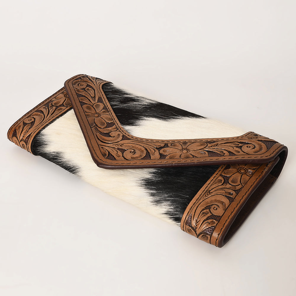 OHLAY WALLET Hand Tooled Hair-on Genuine Leather women bag western handbag purse