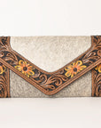 OHLAY WALLET Hand Tooled Hair-on Genuine Leather women bag western handbag purse