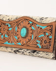 OHLAY WALLET Hand Tooled Hair-on Genuine Leather women bag western handbag purse