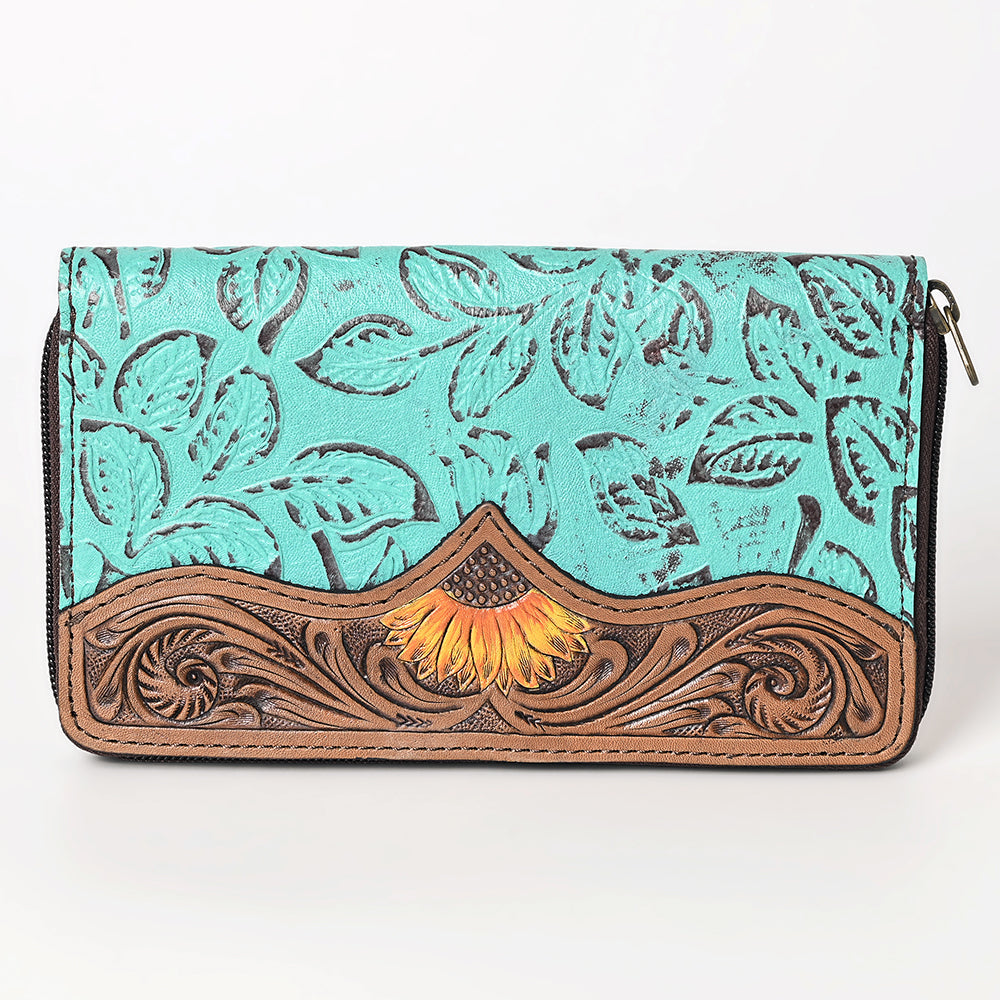 OHLAY WALLET Hand Tooled Embossed  Genuine Leather women bag western handbag purse