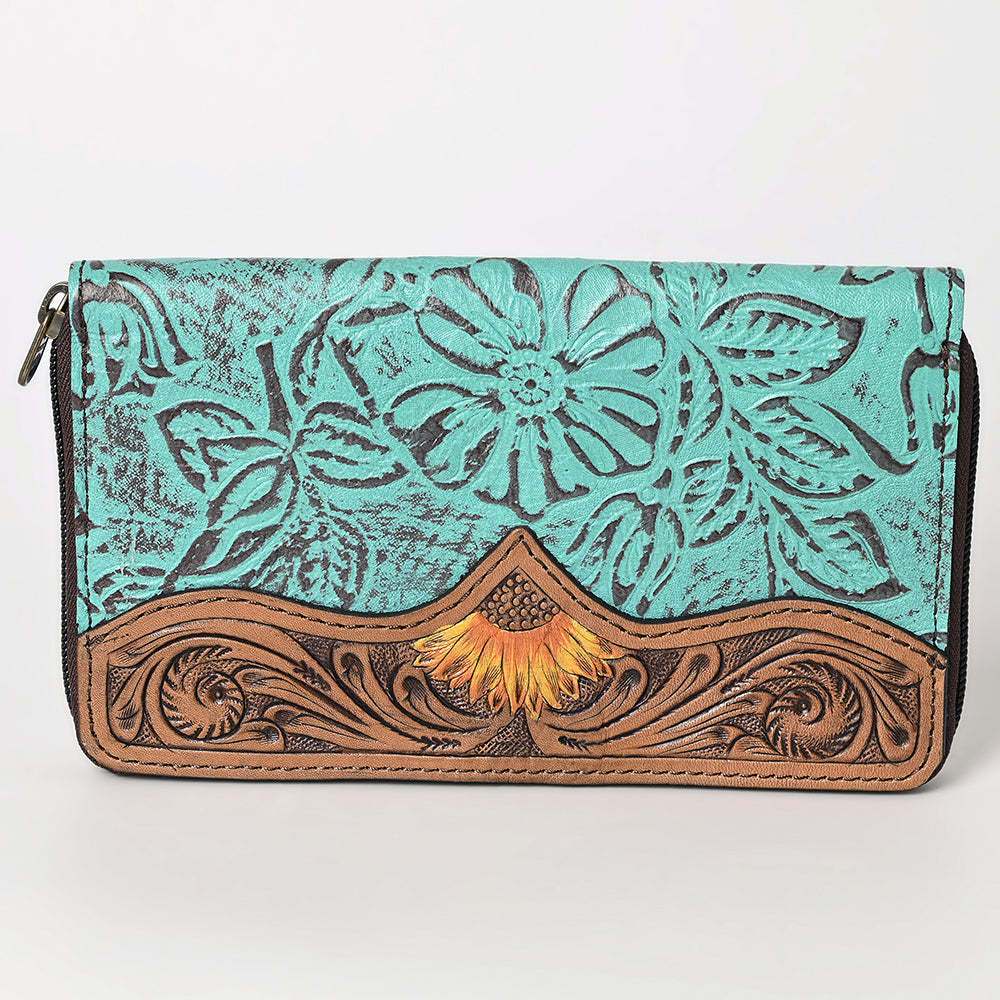 OHLAY WALLET Hand Tooled Embossed  Genuine Leather women bag western handbag purse