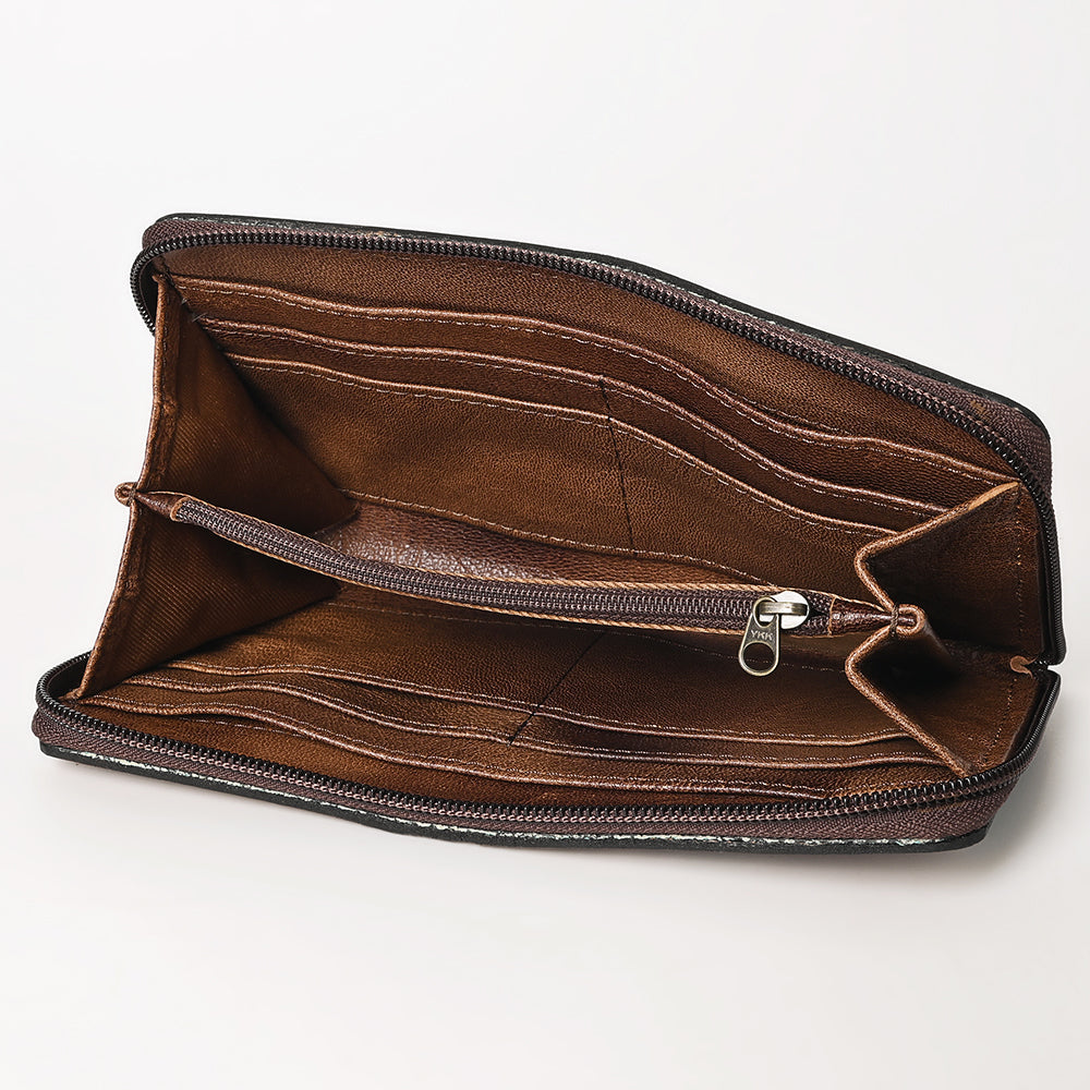 OHLAY WALLET Hand Tooled Embossed  Genuine Leather women bag western handbag purse