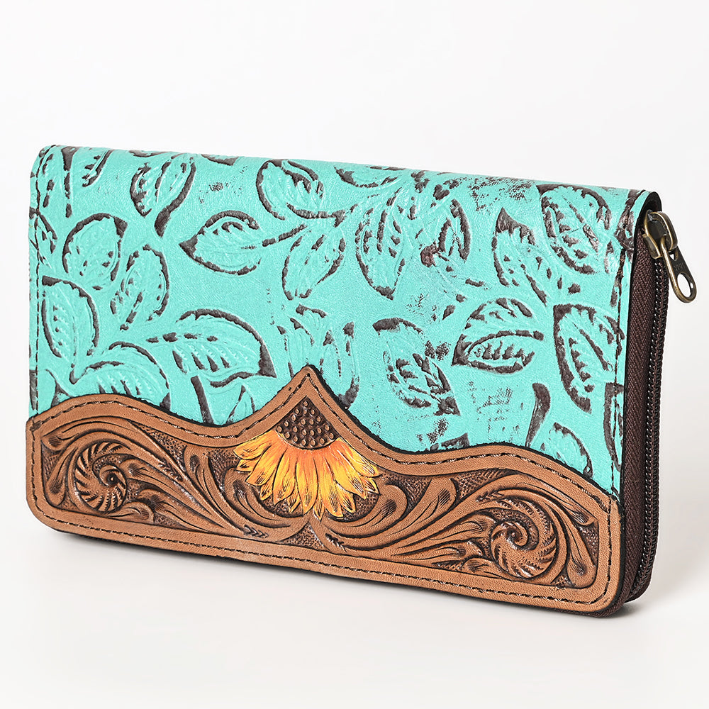 OHLAY WALLET Hand Tooled Embossed  Genuine Leather women bag western handbag purse