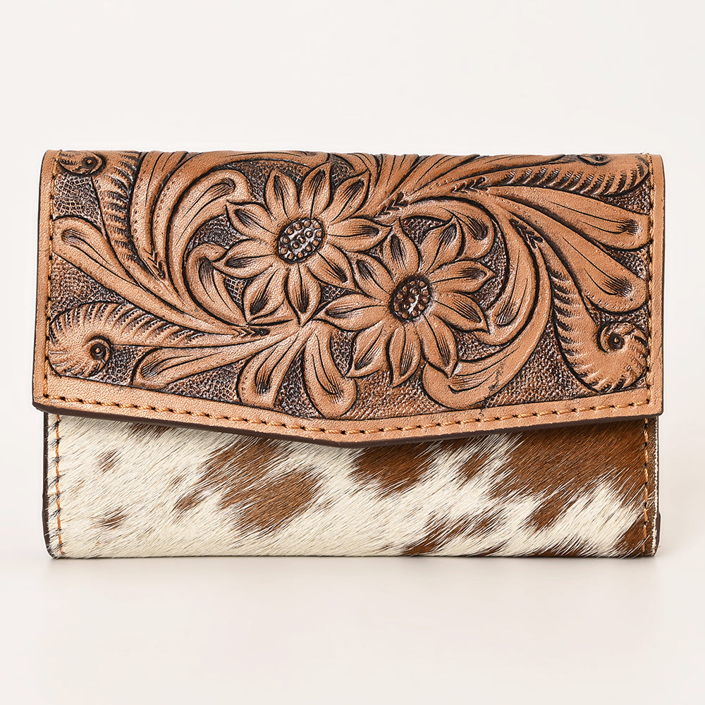 OHLAY WALLET Hand Tooled Hair-on Genuine Leather women bag western handbag purse