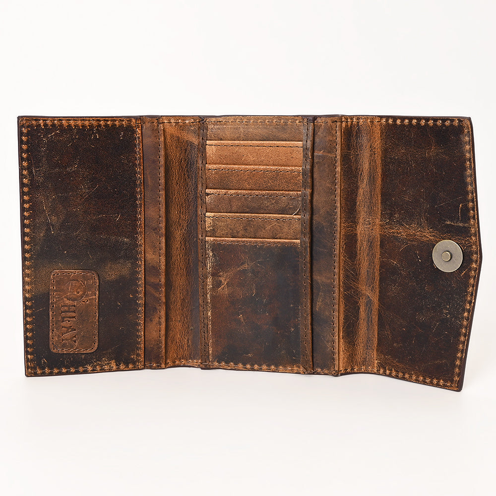 OHLAY WALLET Hand Tooled Hair-on Genuine Leather women bag western handbag purse