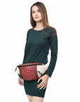American Darling Pouch Hair On Crocodile Embossed Genuine Leather women bag western handbag purse