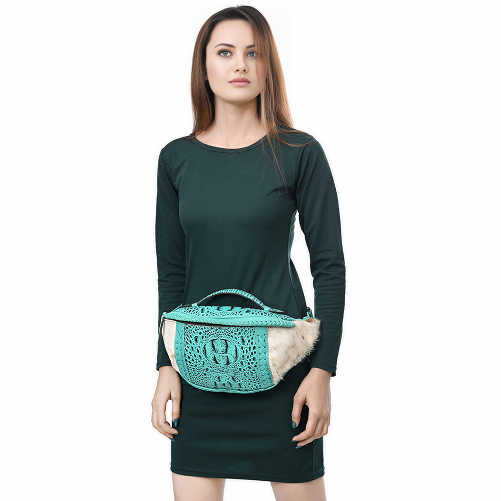 American Darling Pouch Hair On Crocodile Embossed Genuine Leather women bag western handbag purse