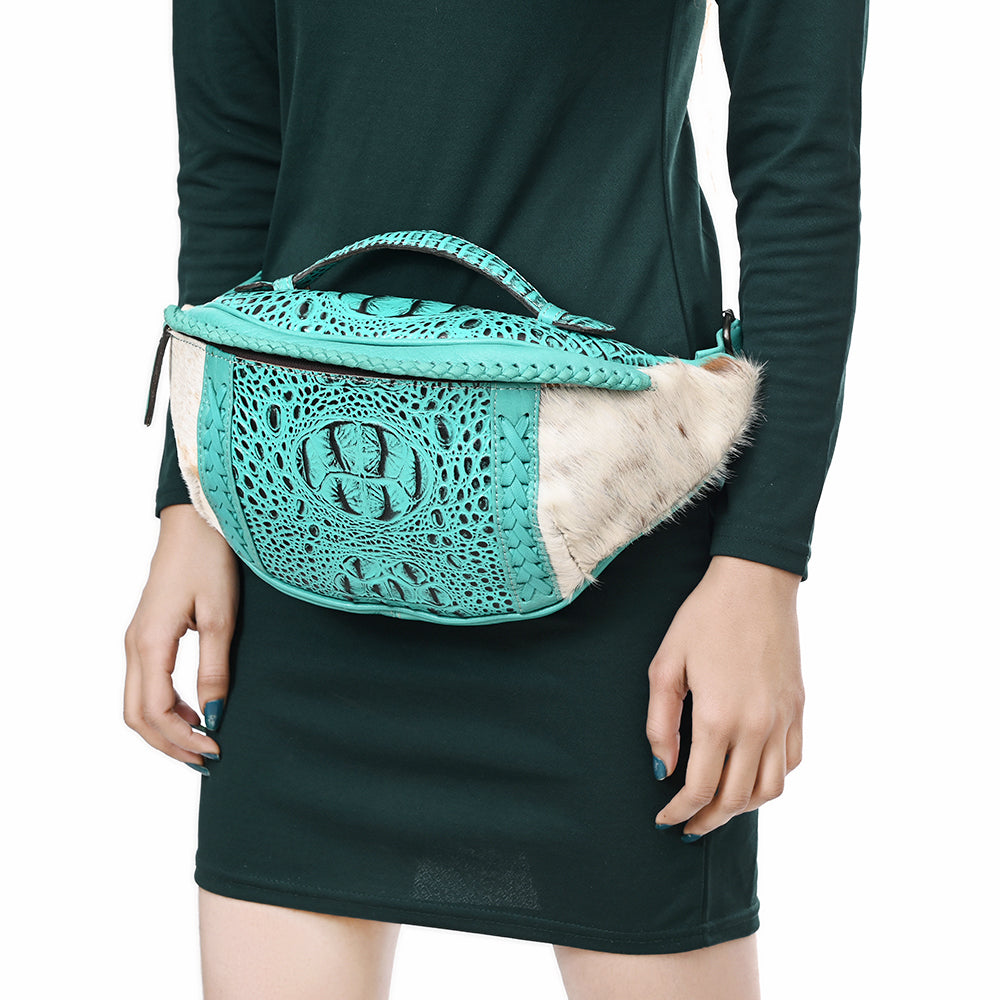 American Darling Pouch Hair On Crocodile Embossed Genuine Leather women bag western handbag purse