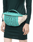 American Darling Pouch Hair On Crocodile Embossed Genuine Leather women bag western handbag purse