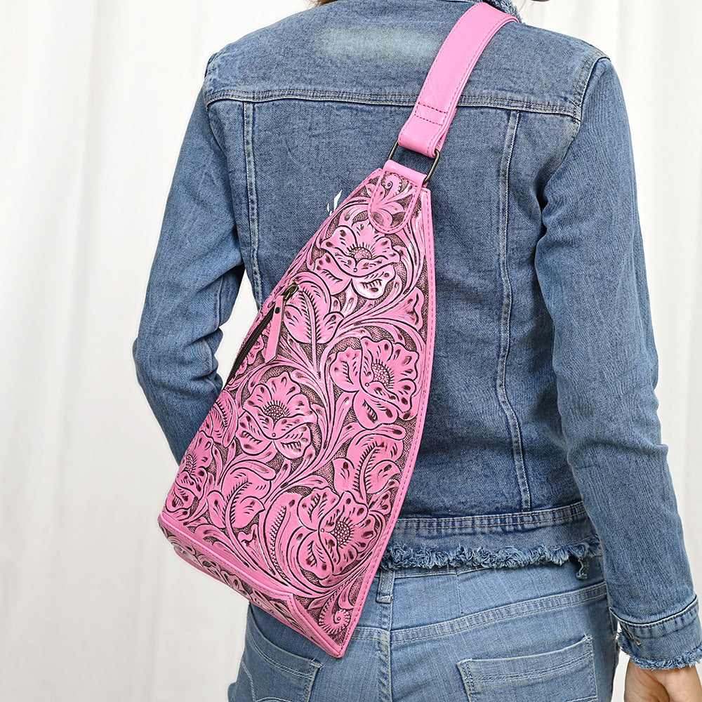 American Darling Sling Hand Tooled Genuine Leather Women Bag Western Handbag Purse