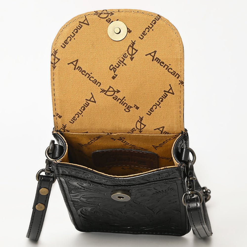 American Darling Cell Phone Holder Hand Tooled Genuine Leather Women Bag Western Handbag Purse