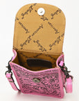 American Darling Cell Phone Holder Hand Tooled Genuine Leather Women Bag Western Handbag Purse