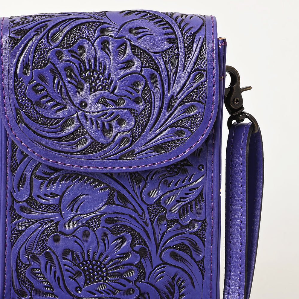 American Darling Cell Phone Holder Hand Tooled Genuine Leather Women Bag Western Handbag Purse