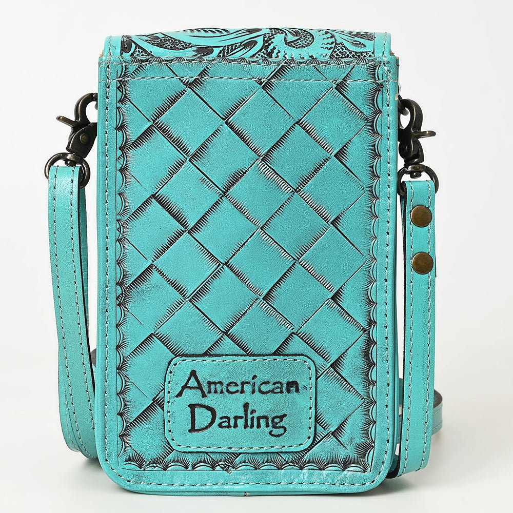 American Darling Cell Phone Holder Hand Tooled Genuine Leather Women Bag Western Handbag Purse