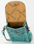 American Darling Cell Phone Holder Hand Tooled Genuine Leather Women Bag Western Handbag Purse