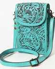 American Darling Cell Phone Holder Hand Tooled Genuine Leather Women Bag Western Handbag Purse