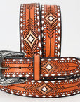 Beautifully Hand Tooled Genuine American Leather Belt Men and Women