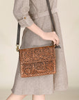 Ohlay Bags OHA119 Clutch Hand Tooled Genuine Leather Women Bag Western Handbag Purse